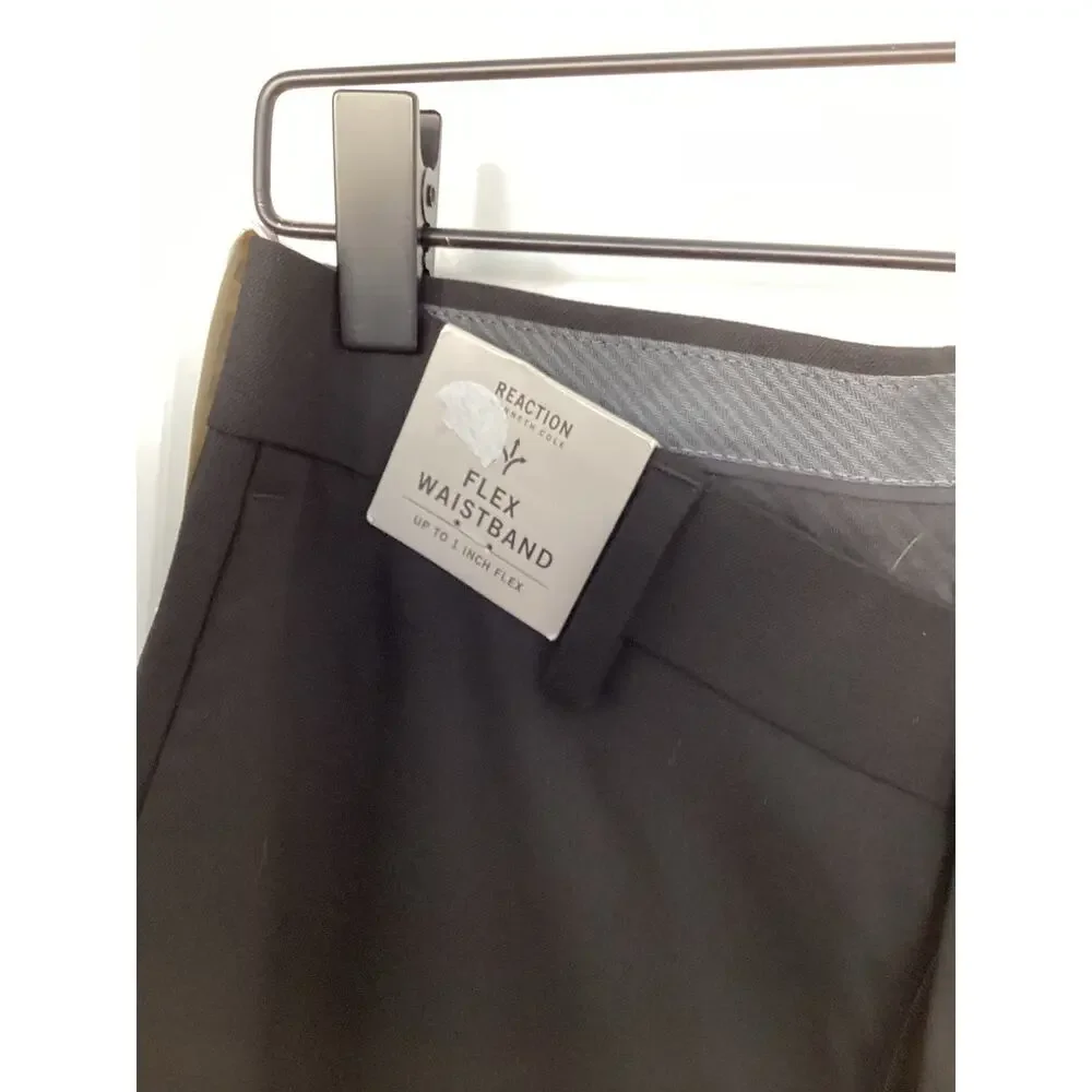 NWT Reaction Kenneth Cole Men's Slim-Fit Stretch Twill Dress Pants Black 32x34‎